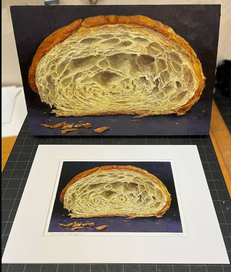 Image 4 of matted print of Croissant Cross Section, original artwork by Mike Geno