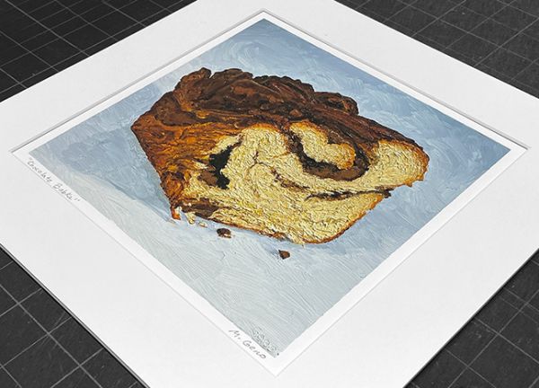 Image 2 of matted print of Chocolate Babka, original artwork by Mike Geno