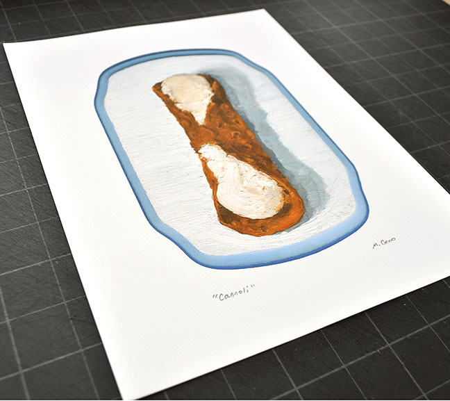 Image 2 of Cannoli print, original artwork by Mike Geno