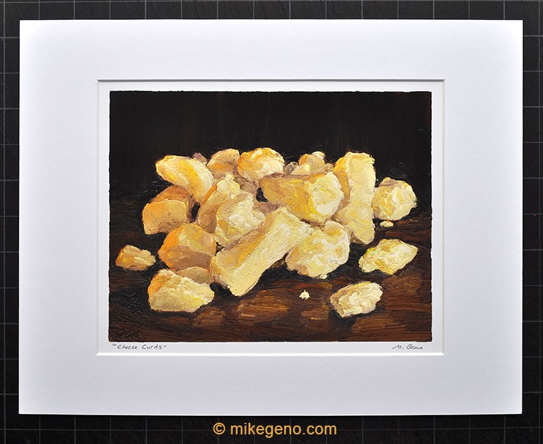 matted print of Cheese Curds, original artwork by Mike Geno