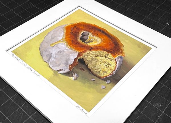Image 2 of matted print of Grapefruit Brulee federal Donut, original artwork by Mike Geno