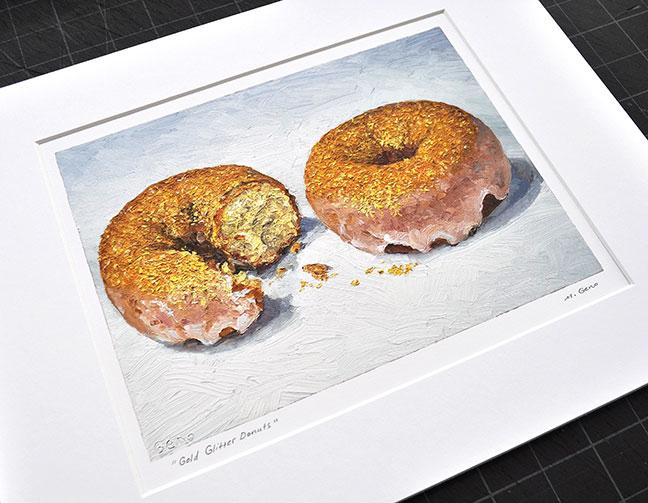 Image 2 of Gold Glitter Donuts, original artwork by Mike Geno