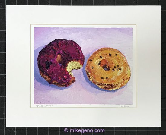 matted print of Dough Donuts, original artwork by Mike Geno