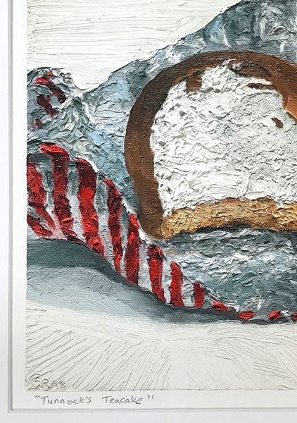 Image 3 of matted print of Tunnock's Teacake, original artwork by Mike Geno