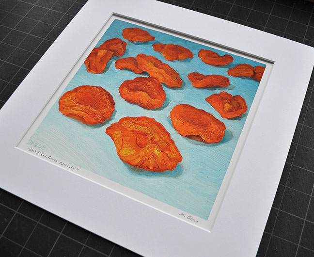 Image 2 of matted print of Dried California Apricots, original artwork by Mike Geno
