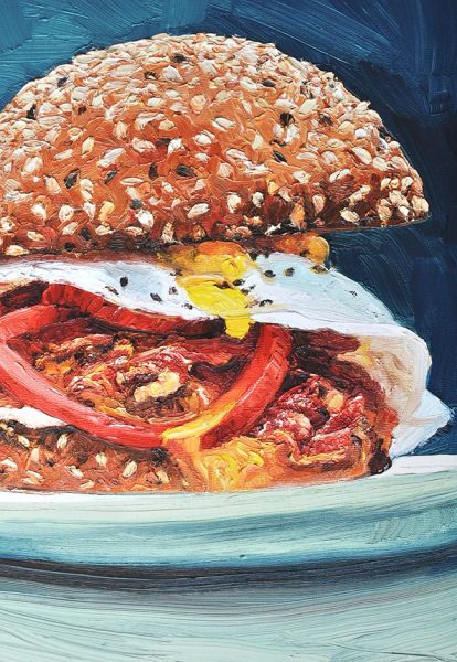 Image 3 of matted print of American Burger, original artwork by Mike Geno