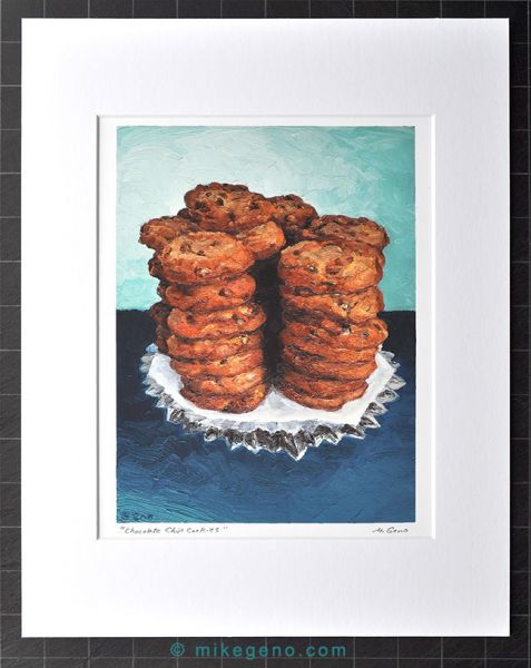 matted print of Chocolate Chip Cookies, original artwork by Mike Geno