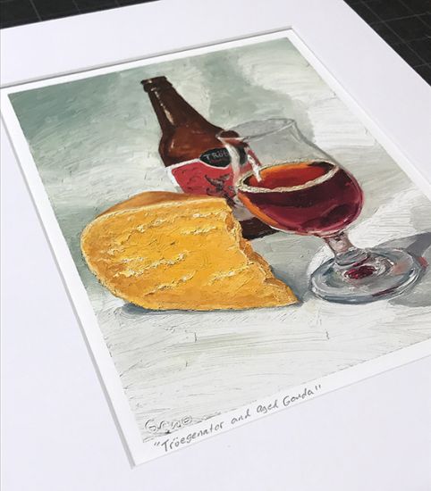 Image 2 of matted print of Troegenator and Aged Gouda, original artwork by Mike Geno