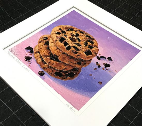 Image 2 of matted print of Chocolate Chunk Cookies, original artwork by Mike Geno