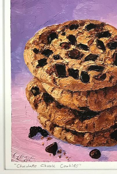 Image 3 of matted print of Chocolate Chunk Cookies, original artwork by Mike Geno