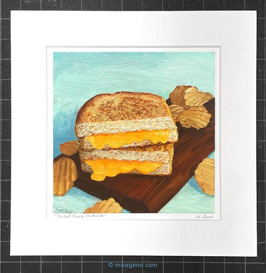 matted print of Griled Cheese Sandwich, original artwork by Mike Geno
