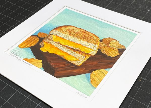 Image 2 of matted print of Griled Cheese Sandwich, original artwork by Mike Geno