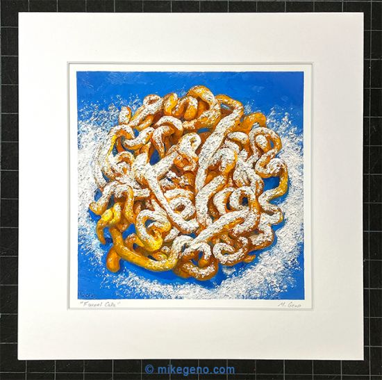 matted print of Funnel Cake, original artwork by Mike Geno