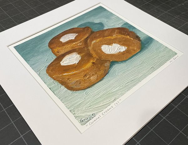 Image 2 of matted print of Caramel Creams (3), original artwork by Mike Geno