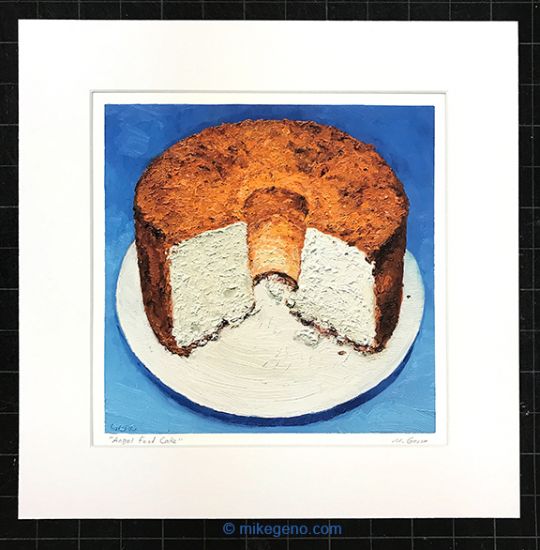 matted print of Angel Food Cake, original artwork by Mike Geno