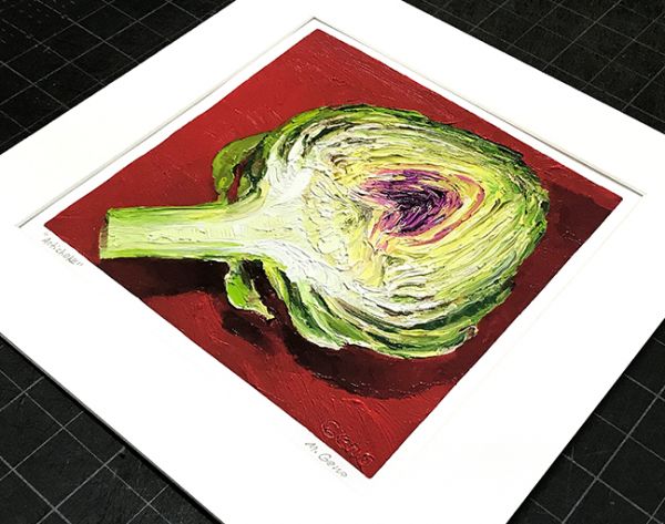 Image 2 of matted print of Artichoke, original artwork by Mike Geno