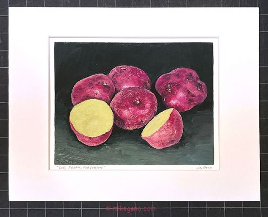 matted print of Lady Rosetta, Red Potatoes, original artwork by Mike Geno