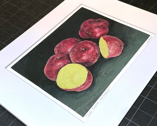 Image 2 of matted print of Lady Rosetta, Red Potatoes, original artwork by Mike Geno