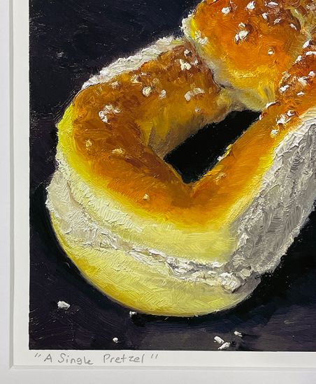 Image 3 of matted print of A Single Pretzel, original artwork by Mike Geno