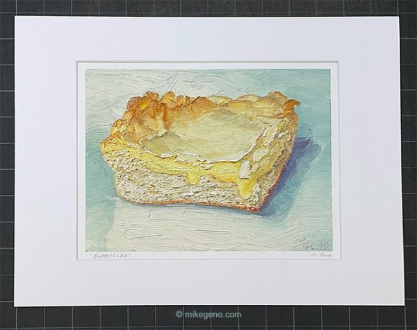 matted print of Butter Cake, original artwork by Mike Geno