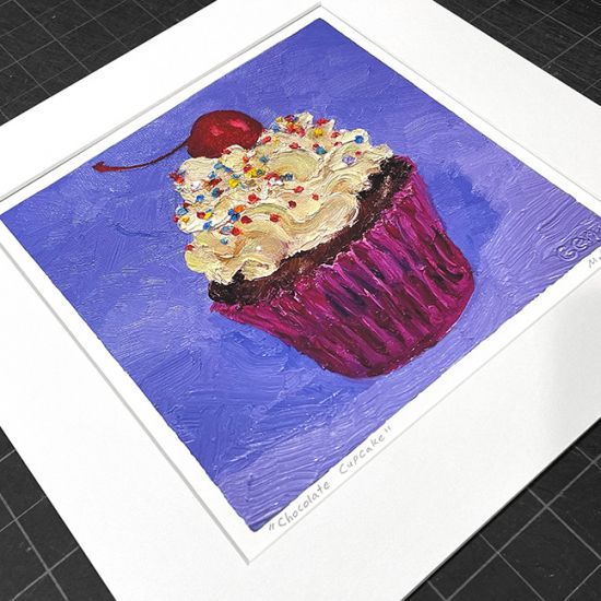 Image 2 of matted print of Chocolate Cupcake, original artwork by Mike Geno