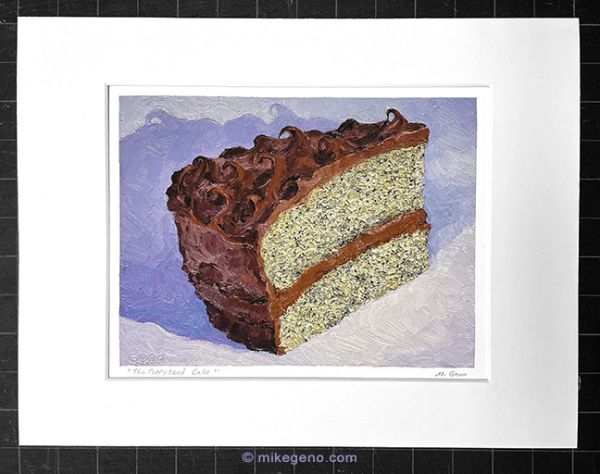 matted print of The Poppyseed Cake, original artwork by Mike Geno
