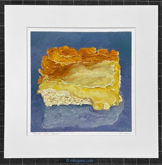 matted print of Butter Cake Square, original artwork by Mike Geno