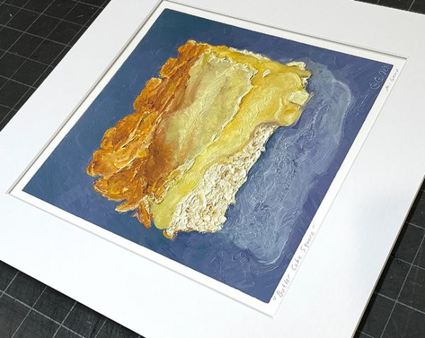 Image 2 of matted print of Butter Cake Square, original artwork by Mike Geno