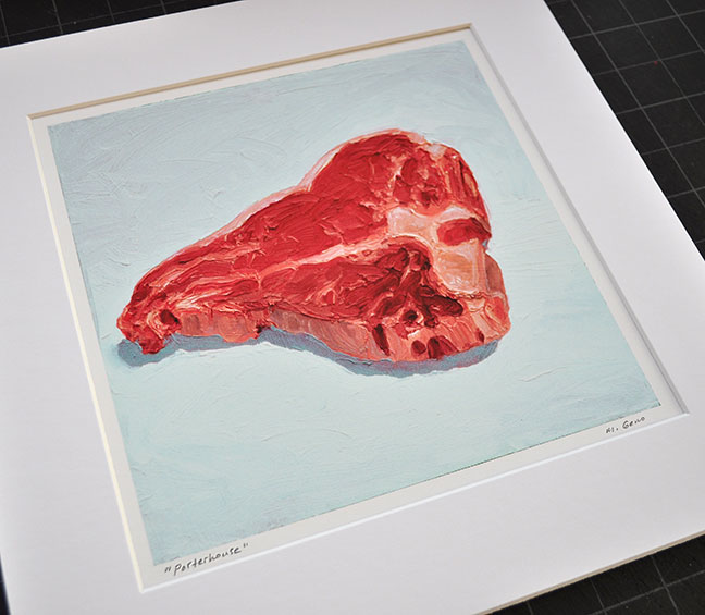 Image 2 of matted print of Porterhouse, original artwork by Mike Geno