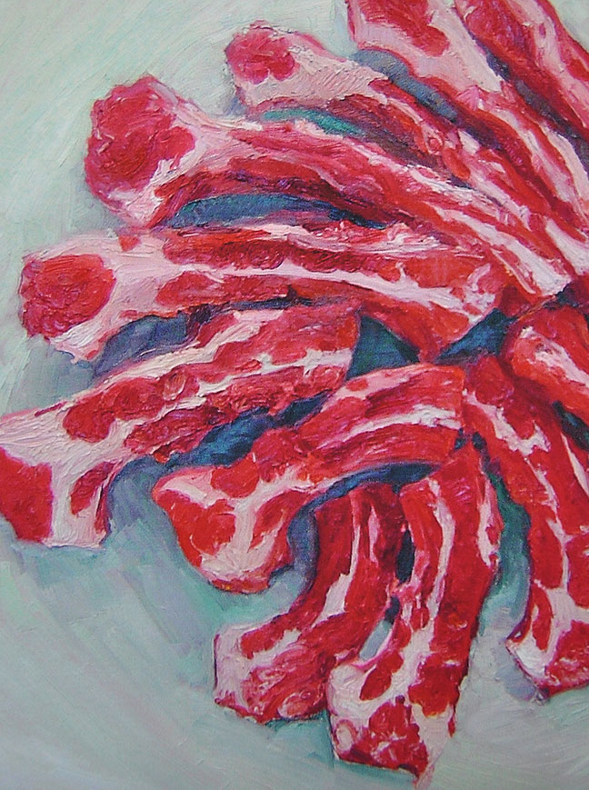 Image 3 of matted print of Beef Ribs, original artwork by Mike Geno
