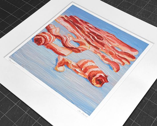 Image 2 of matted print of Bacon, original artwork by Mike Geno