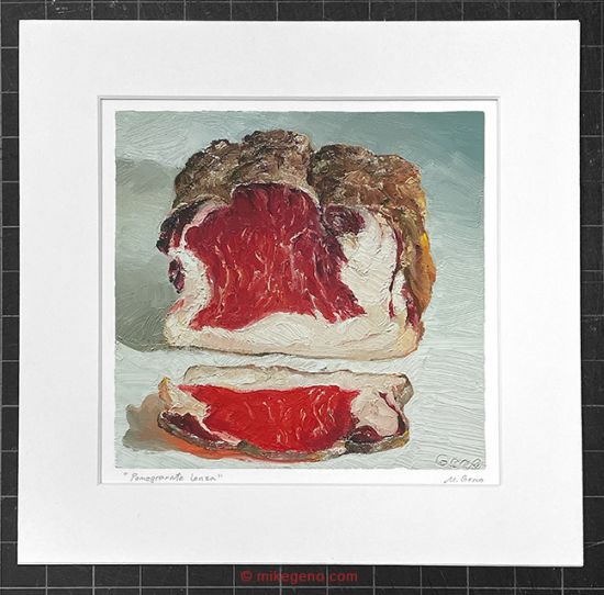 matted print of Pomegranate Lonza, original artwork by Mike Geno