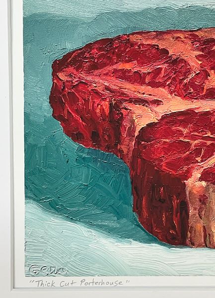 Image 3 of matted print of Thick Cut Porterhouse, original artwork by Mike Geno