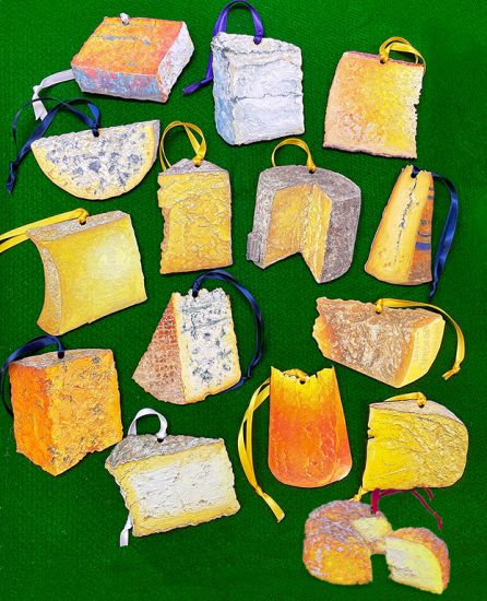 Image 2 of Parmigiano-Reggiano cheese portrait ornament, original artwork by Mike Geno
