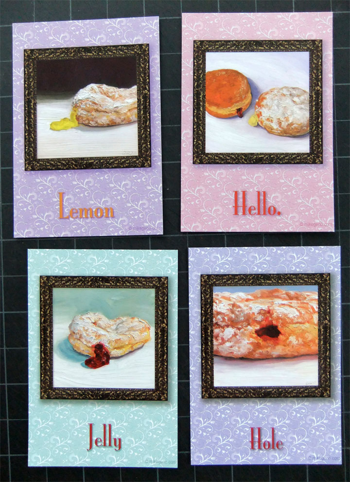 Donut Postcards, original artwork by Mike Geno