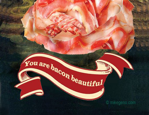 Image 3 of Mona Bacon postcards, original artwork by Mike Geno