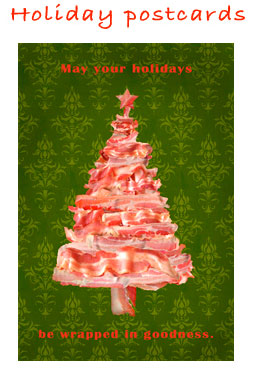 Bacon Tree postcards, original artwork by Mike Geno
