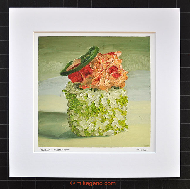 matted print of Wasabi Lobster Roll, original artwork by Mike Geno