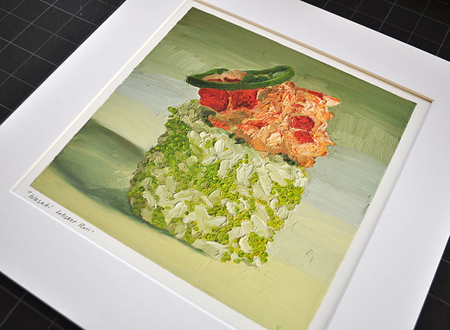 Image 2 of matted print of Wasabi Lobster Roll, original artwork by Mike Geno