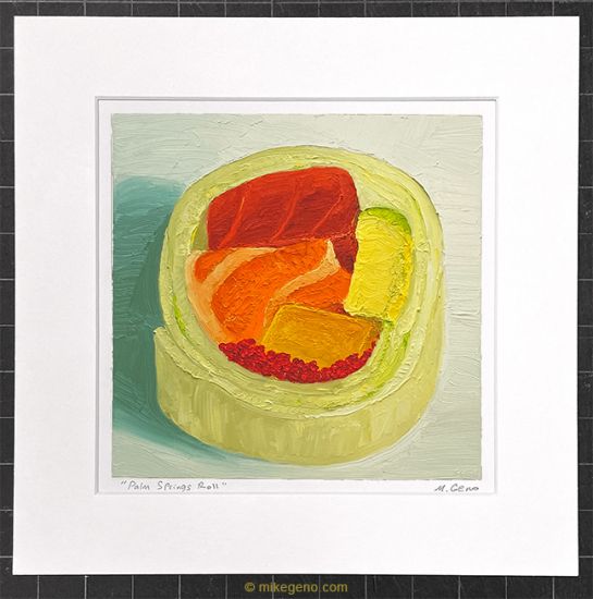 matted print of Palm Springs Roll, original artwork by Mike Geno