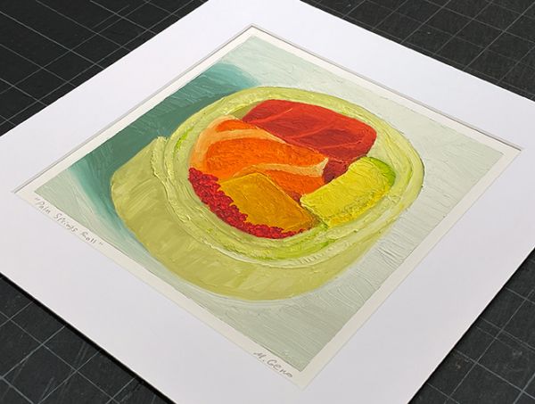 Image 2 of matted print of Palm Springs Roll, original artwork by Mike Geno