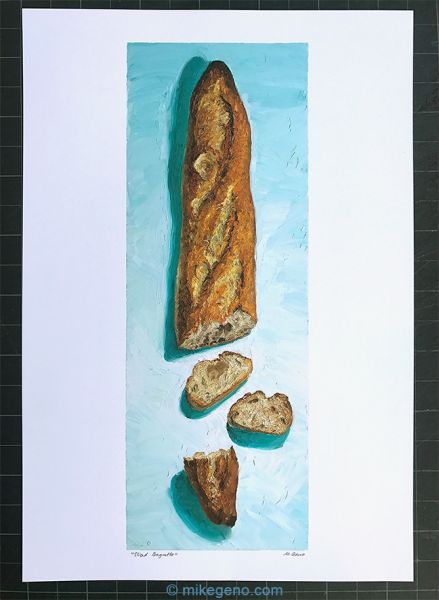 poster sized print of Sliced Baguette, original artwork by Mike Geno
