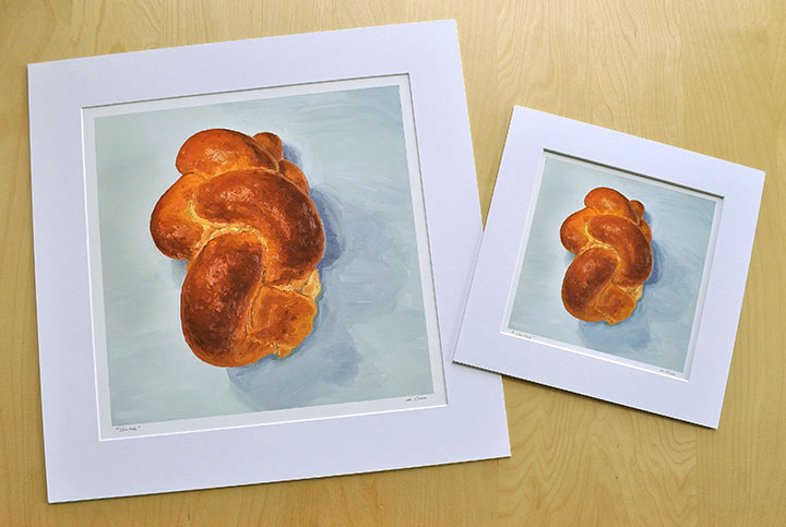 matted poster print of Challah, original artwork by Mike Geno